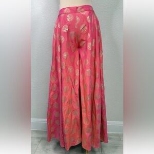 Indian Vintage Sari Printed Boho Gypsy Wide-Leg Palazzo Pants Trousers S M